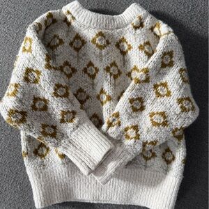 Cozy Cream and Gold Patterned Sweater